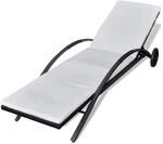 vidaXL Sonnenliege mit Polster & Rollen Poly Rattan Schwarz 200 x 65 x 39 cm