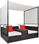 vidaXL Gartenbett mit Baldachin Braun 190x130 cm Poly Rattan 42900