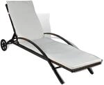 vidaXL Sonnenliege mit Polster & Rollen Poly Rattan Braun 42488