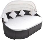vidaXL Outdoor-Loungebett mit Dach Poly Rattan Braun