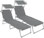 Tectake 2Er Set Gartenliege Klappbar Stufenlos Verstellbares Sonnendach 190 x 68 x