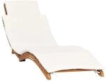 vidaXL Klappbare Sonnenliege mit Cremewei&szlig;er Auflage Massivholz Teak