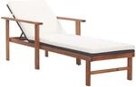 vidaXL Sonnenliege mit Auflage Poly-Rattan Akazie Massivholz Schwarz 48707