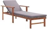 vidaXL Sonnenliege mit Auflage Poly Rattan Akazie Massivholz Grau