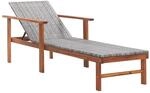 vidaXL Sonnenliege Poly Rattan und Massivholz Akazie Grau 48704