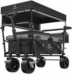 KESSER Bollerwagen GT9000 Faltbar mit Dach Belastbar Bis 150 kg Schwarz Grau