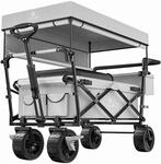 KESSER Bollerwagen GT9000 Faltbar mit Dach Belastbar Bis 150 kg Grau