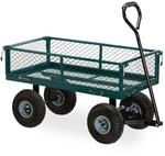 Relaxdays Handwagen Stahl Dunkelgr&uuml;n Klappbar 53,5 cm x 50 cm x 109 cm 15,5 kg