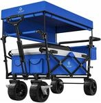 KESSER Bollerwagen GT9000 Faltbar mit Dach Belastbar Bis 150 kg Blau Grau