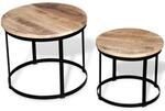 vidaXL 2-Tlg Couchtisch-Set Raues Mangoholz Rund 40cm/50cm 244006