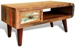 vidaXL Couchtisch mit Abgerundeter Seite & 1 Schublade Altholz 241008