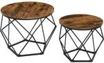 Vasagle Couchtisch 2er Set Tischplatte Abnehmbar Braun-Schwarz