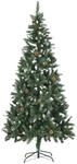 vidaXL K&uuml;nstlicher Weihnachtsbaum mit LEDs Kiefernzapfen 210 cm