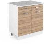 Vicco K&uuml;chenunterschrank R-Line Schubladenschrank f&uuml;r die K&uuml;che Sonoma/Wei&szlig; 80 cm