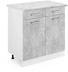 Vicco K&uuml;chenunterschrank R-Line Schubladenschrank f&uuml;r die K&uuml;che Beton/Wei&szlig;...