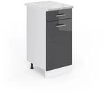 Vicco K&uuml;chenunterschrank R-Line Anthrazit Hochglanz/Wei&szlig; 40 cm AP Marmor