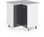 Vicco Eckunterschrank R-Line Anthrazit Hochglanz/Wei&szlig; 76 cm AP Marmor