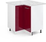 Vicco Eckunterschrank R-Line Bordeaux Hochglanz/Wei&szlig; 76 cm AP Marmor