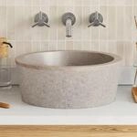 vidaXL Waschbecken Grau &Oslash;40x15 cm Marmor 149179