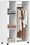 HOMCOM Kleiderschrank auf Rollen Aluminiumlegierung Wei&szlig; 80L x 40B x 128H cm