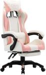 vidaXL Gaming-Stuhl mit Fu&szlig;st&uuml;tze Rosa und Wei&szlig; Kunstleder 287994