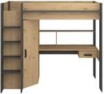 Vente-unique Hochbett Auckland Anthrazitgrau Naturfarben Hell 204.4 cm