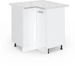 Vicco Eckunterschrank R-Line K&uuml;chen Eckschrank Wei&szlig; Hochglanz/Wei&szlig; 76 cm AP...