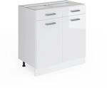Vicco K&uuml;chenunterschrank R-Line Wei&szlig; Hochglanz/Wei&szlig; 80 cm ohne Arbeitsplatte