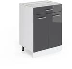 Vicco K&uuml;chenunterschrank R-Line Anthrazit Hochglanz/Wei&szlig; 60 cm mit Schublade...