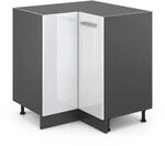 Vicco Eckunterschrank R-Line Wei&szlig; Hochglanz/Anthrazit 76 cm ohne Arbeitsplatte