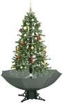 vidaXL Schneiender Weihnachtsbaum mit Schirmfu&szlig; Gr&uuml;n 170 cm