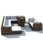 vidaXL 10-Tlg Garten-Lounge-Set mit Auflagen Poly Rattan Braun 41877