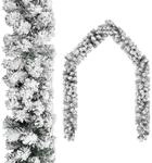 vidaXL Weihnachtsgirlande mit Schnee Gr&uuml;n 10 m PVC 320968