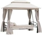 Outsunny Hollywoodschaukel mit Seitenw&auml;nden 3-Sitzer Beige 256 x 172 x 248 cm