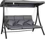 Outsunny Hollywoodschaukel 3-Sitzer mit Kissen Grau 200 x 115 x 168 cm