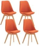 CLP 4er Set Esszimmerstuhl Linares orange/Stoff