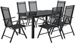 Juskys Aluminium Gartengarnitur Milano 7 Teilig mit Tisch und 6 St&uuml;hlen Dunkelgrau
