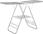 HOMCOM Faltbarer W&auml;schest&auml;nder mit Teleskopstangen Silber Wei&szlig; 60,5 x 148 x 98cm