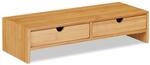 Relaxdays Monitorst&auml;nder Bambus Natur mit 2 Schubladen 11,5 cm x 47 cm x 18 cm
