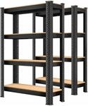 MASKO Schwerlastregale 160 x 80 x 40 cm 4 B&ouml;den 700 kg Schwarz 2er Set
