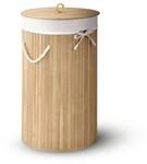 Juskys Bambus W&auml;schekorb Curly Round Natur mit W&auml;schesack und Tragegriffen