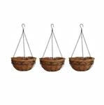 Relaxdays Blumenampel Metall Braun mit Kokoseinlagen 3-teilig 65 cm x 35 cm x 35 cm