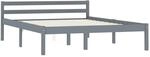 vidaXL Massivholzbett Grau Kiefer 120x200 cm617204