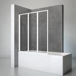 Schulte Badewannenaufsatz 3tlg. einfaltbar Alipnwei&szlig; Echtglas Klar HxB 140x127cm