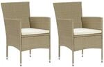 vidaXL Garten-Essst&uuml;hle 2 Stk Poly Rattan Beige 310553