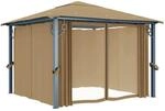 vidaXL Pavillon mit Vorhang 300x300 cm Taupe Aluminium