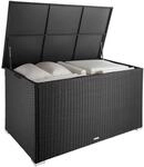 Tectake Aluminium Auflagenbox Oslo 750 L Mit Rattangeflecht Griffschlaufen An Den