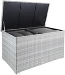 Tectake Aluminium Auflagenbox Oslo 750 L Mit Rattangeflecht Griffschlaufen An Den