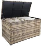 Tectake Aluminium Auflagenbox Oslo 750 L Mit Rattangeflecht Griffschlaufen An Den
