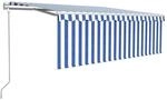 vidaXL Markise Automatisch Einziehbar mit Volant 4,5x3 m Blau und Wei&szlig; 3069326